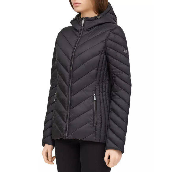 Michael Kors Puffer Jacket Reversible Quilted Nylon Signature Logo Packable Nwt - Picture 3 of 10